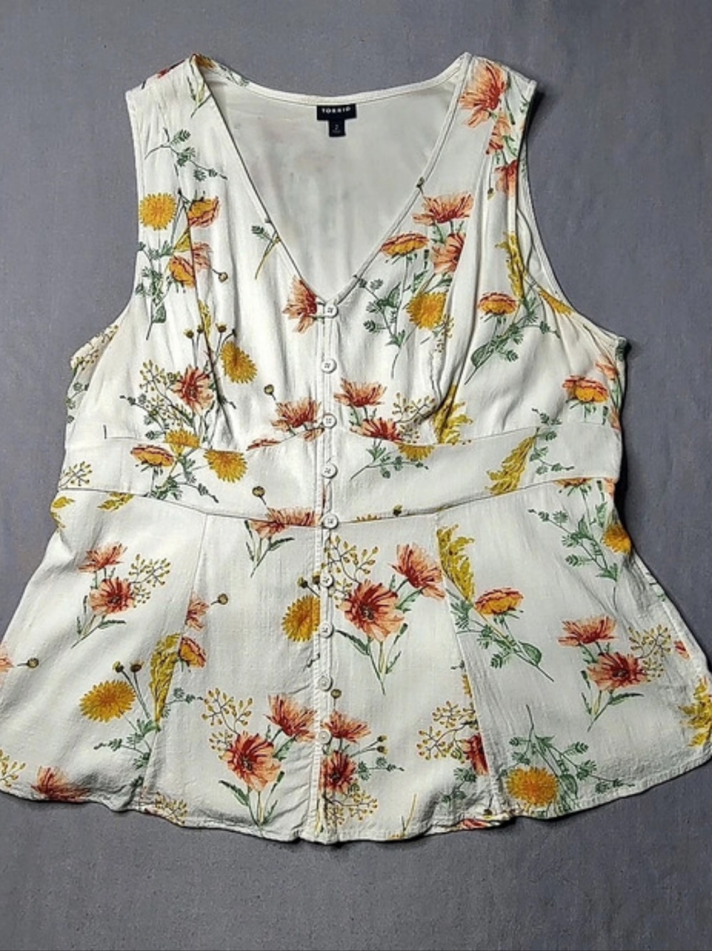 Torrid Women's Button Front Peplum Tank Challis Floral Blouse Size 2X